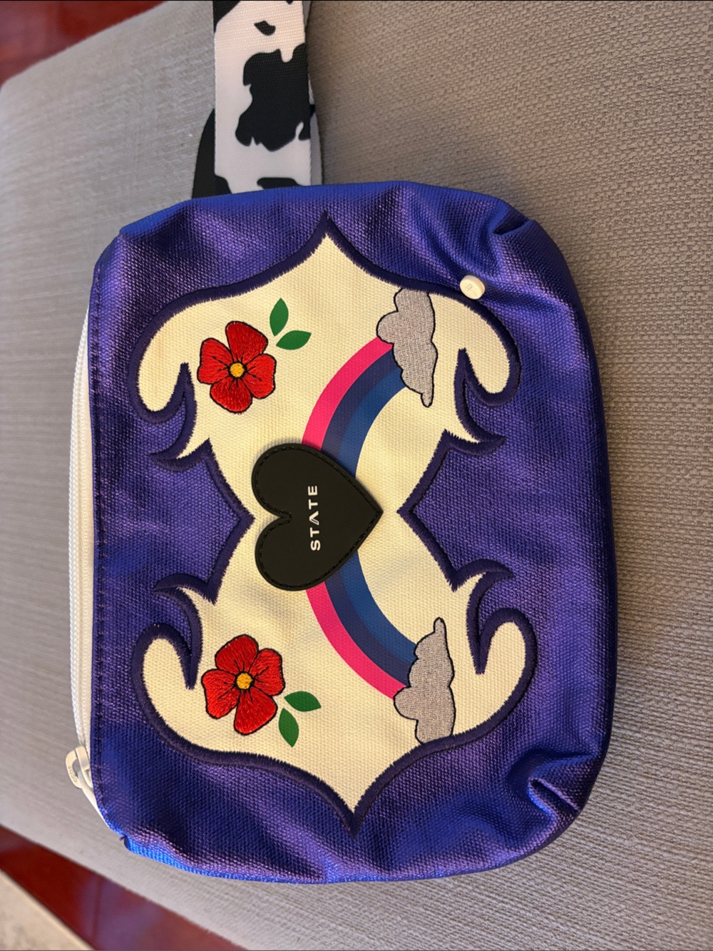 STATE Purple Rainbow Floral Canvas Cosmetic Pouch